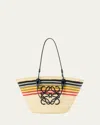 Loewe Medium Anagram Striped Tote Bag In Straw And Leather In Natural Multicolor