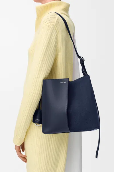 Loewe Medium Bilbao Bucket In Soft Leather Skin And Suede For Woman In Blue