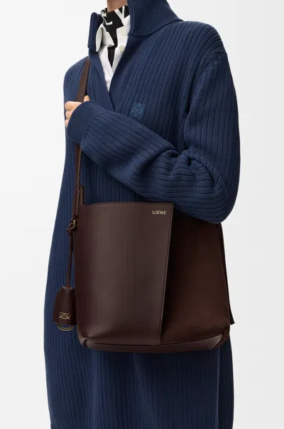 Loewe Medium Bilbao Bucket In Soft Leather Skin And Suede For Woman In Brown