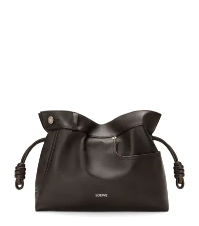 Loewe Medium Calfskin Flamenco Panta Clutch Bag In Brown