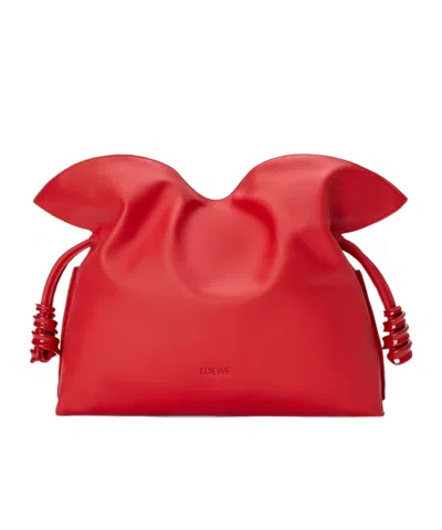 Loewe Medium Coil Flamenco Clutch In Nappa Calfskin In Red