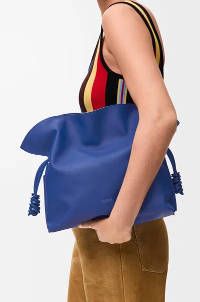 Loewe Medium Coil Flamenco Clutch In Nappa Leather Skin For Woman In Blue