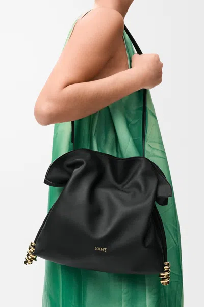 Loewe Medium Coil Flamenco Clutch In Nappa Leather Skin For Woman In Black