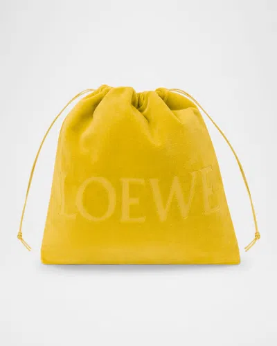 Loewe Medium Drawstring Pouch Bag In Terry Cloth In 8100 Yellow