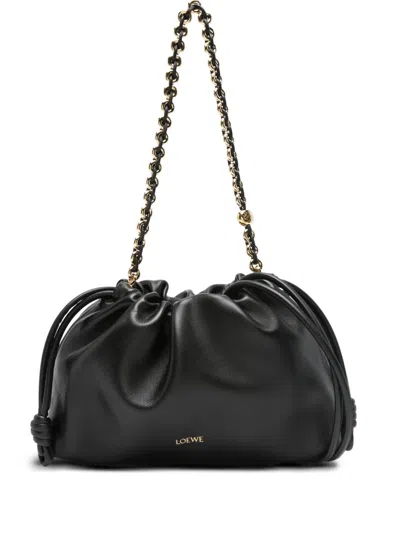 Loewe Medium Flamenco Chain Drawstring Clutch Bag In Black