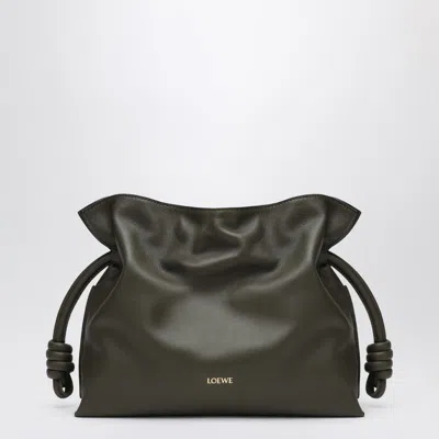 Loewe Medium Flamenco Clutch Dark Khaki In Black