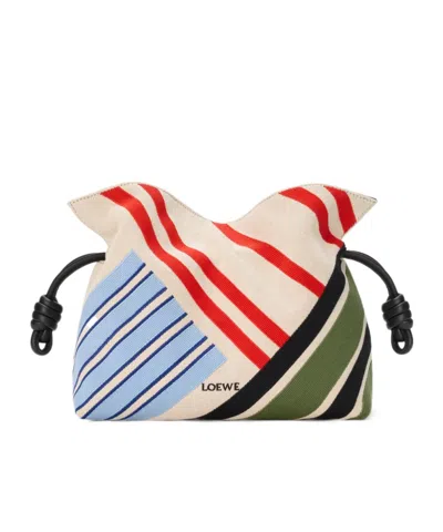 Loewe Medium Flamenco Clutch In Embroidered Canvas In Multi