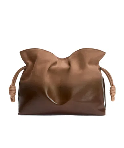 Loewe Medium Flamenco Clutch In Gradient Patent Nubuck For Woman In Brown