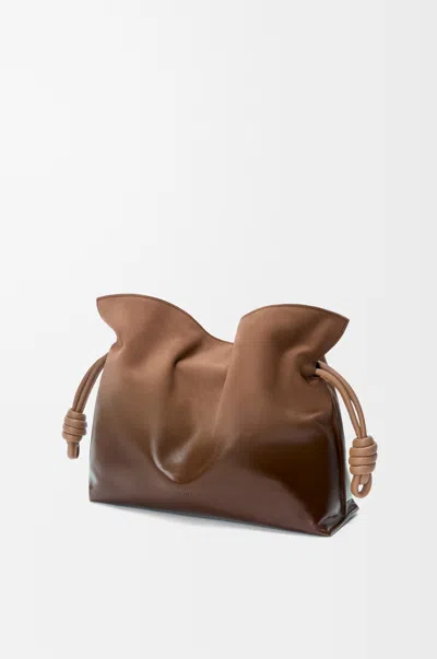 Loewe Medium Flamenco Clutch In Gradient Patent Nubuck For Woman In Brown