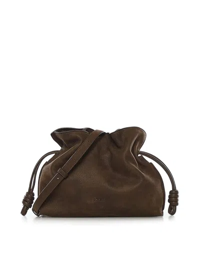 Loewe Medium Flamenco Clutch In Nubuck In Green