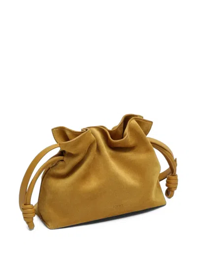 Loewe Medium Flamenco Clutch In Suede In Brown