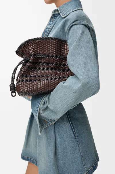 Loewe Medium Flamenco Clutch In Woven Nappa Leather Skin For Woman In Brown