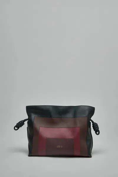 Loewe Medium Flamenco Clutch Intarsio Square In Black