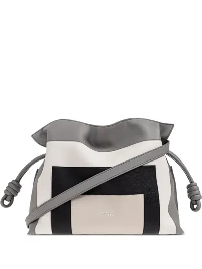 Loewe Medium Flamenco Knot-detail Panelled Shoulder Bag In Gray