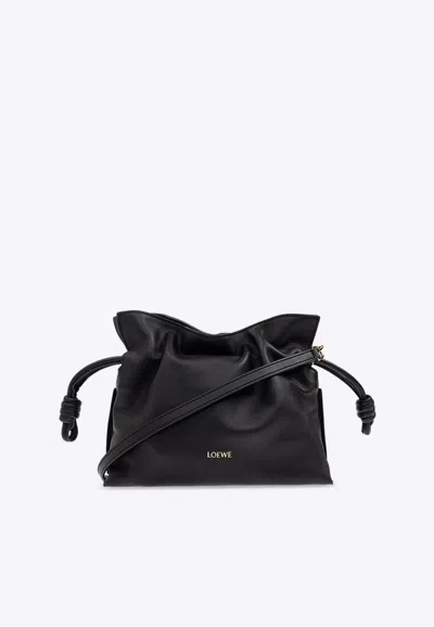 Loewe Medium Flamenco Leather Clutch Bag In Black