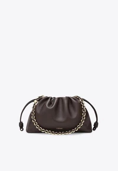 Loewe Medium Flamenco Leather Clutch Bag In Brown