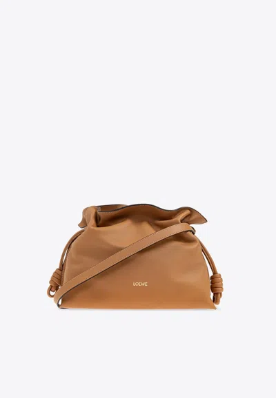 Loewe Medium Flamenco Leather Clutch Bag In Brown