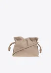 Loewe Medium Flamenco Leather Clutch Bag In Sand