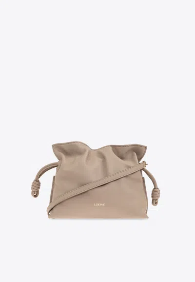 Loewe Medium Flamenco Leather Clutch Bag In Sand