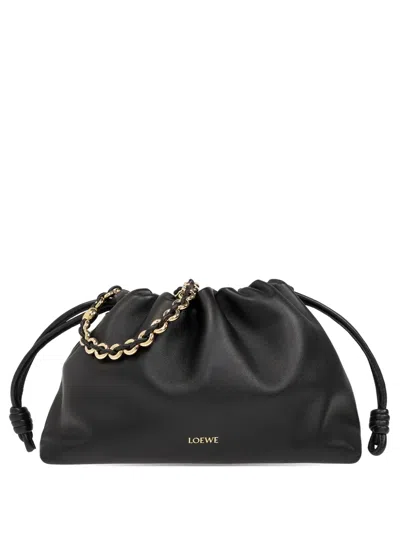 Loewe Medium Flamenco Leather Shoulder Bag In Black