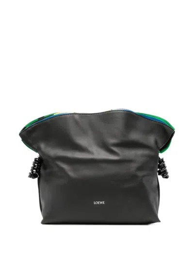Loewe Medium Flamenco Millefeuille Leather Clutch Bag In Black