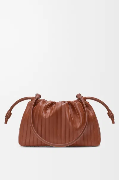 Loewe Medium Flamenco Pleats Purse In Nappa Lambskin For Woman In Pecan