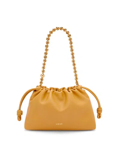 Loewe Flamenco Purse With Chain Strap And Knotted Accents In Orange