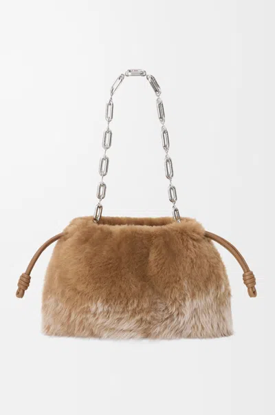 Loewe Medium Flamenco Purse In Gradient Shearling For Woman In Camel