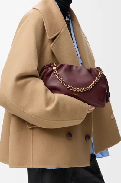 Loewe Medium Flamenco Purse In Mellow Nappa Lambskin For Woman In Burgundy