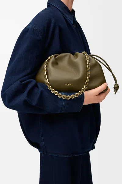 Loewe Medium Flamenco Purse In Mellow Nappa Lambskin For Woman In Dark Khaki