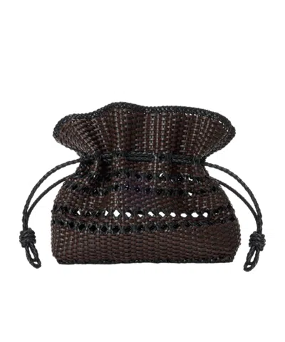 Loewe Medium Flamenco Woven Nappa Leather Clutch In Black