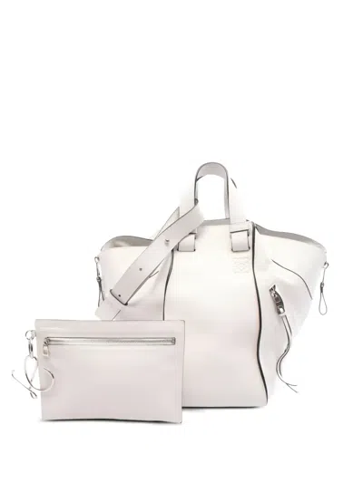 Pre-owned Loewe Medium Hammock Leather Tote Bag In White