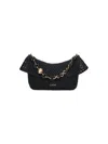 Loewe Medium Ola Shoulder Bag In Raffia And Calfskin In Black  