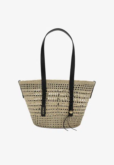 Loewe Medium Iraca Palm Basket Bag In Black