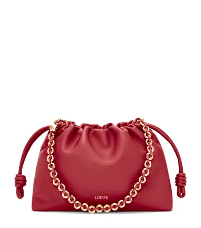 Loewe Medium Leather Flamenco Clutch Bag In Red