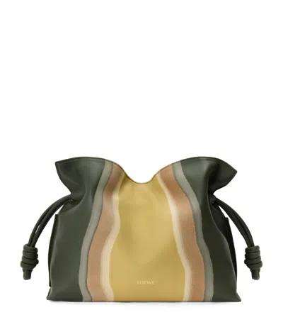 Loewe Medium Leather Flamenco Purse In Green