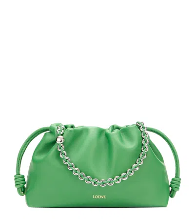 Loewe Medium Leather Flamenco Purse In Green