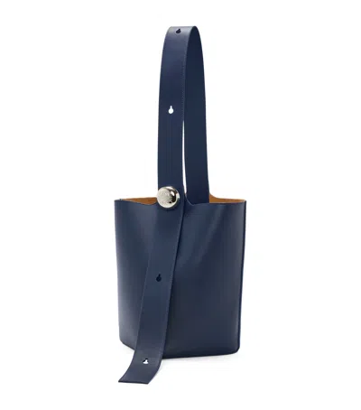 Loewe Medium Leather Pebble Bucket Bag In Blue