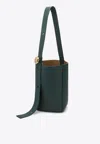 Loewe Burgundy Colour Calfskin Pebble Bucket Medium Bag In Green