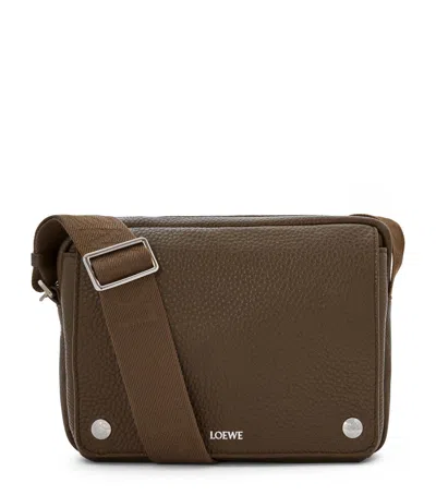 Loewe Medium Leather Pebble Messenger Bag In Gray