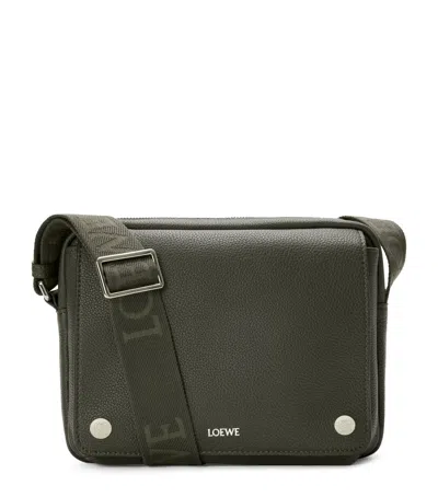 Loewe Medium Leather Pebble Messenger Bag In Green