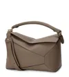 Loewe Medium Leather Puzzle Edge Top-handle Bag In Gray
