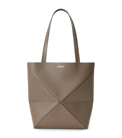 Loewe Medium Leather Puzzle Fold Tote Bag In Brown