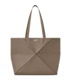 Loewe Medium Puzzle Fold Horizontal Tote Bag In Grained Calfskin In Brown