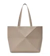 Loewe Medium Leather Puzzle Fold Tote Bag In Brown