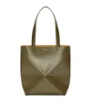 Loewe Puzzle Fold Mini Tote Bag In Shiny Leather In Green