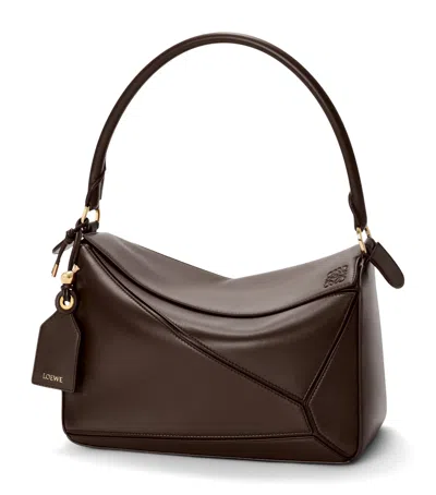 Loewe Medium Leather Puzzle Top-handle Bag In Brown