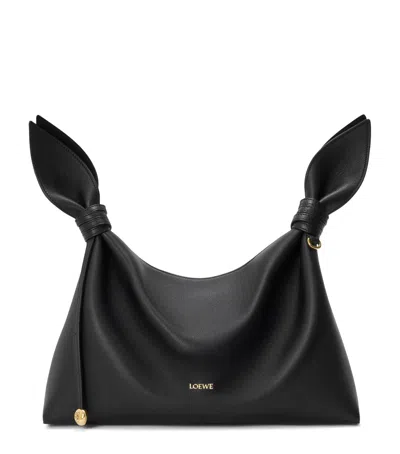 Loewe Medium Leather Scarf Shoulder Bag In Black