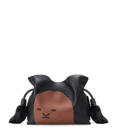 Loewe Medium Lion Intarsio Flamenco Clutch Bag In Black