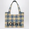 Loewe Small Tote Bag In Gingham Raffia In Beige